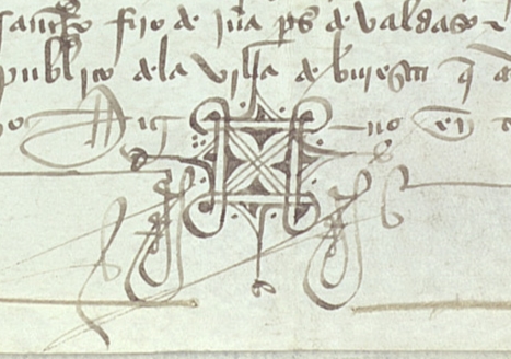 Ruy Sánchez. Escriuano público dela villa de Beruiesca. 5/3/1408 (AHN,FRIAS,C.369,D.42)